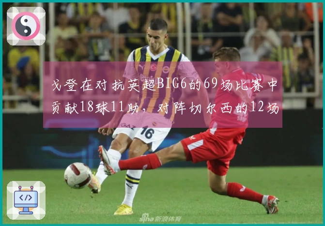 戈登在对抗英超BIG6的69场比赛中贡献18球11助，对阵切尔西的12场比赛中打入3球助攻3次